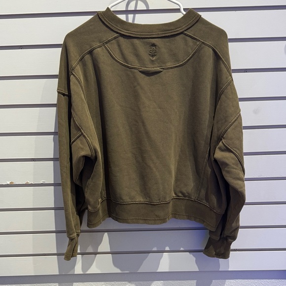 We The Free Intercept Crew Neck Sweatshirt in Olive. - Picture 2 of 3